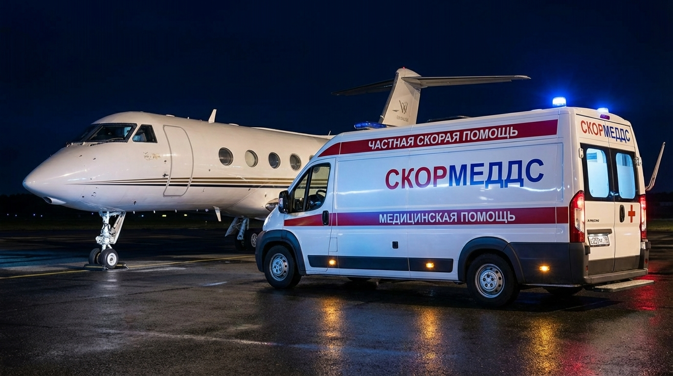 Платная перевозка больных в Москве — реанимобиль СкорМедДС с медицинской бригадой и оборудованием