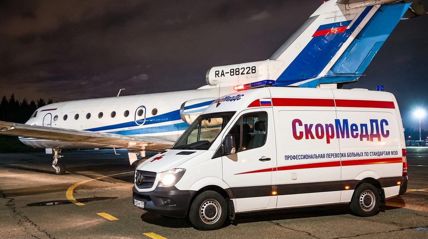 Трансфер маломобильных пассажиров СкорМедДС — встреча у трапа в аэропорту Москвы
